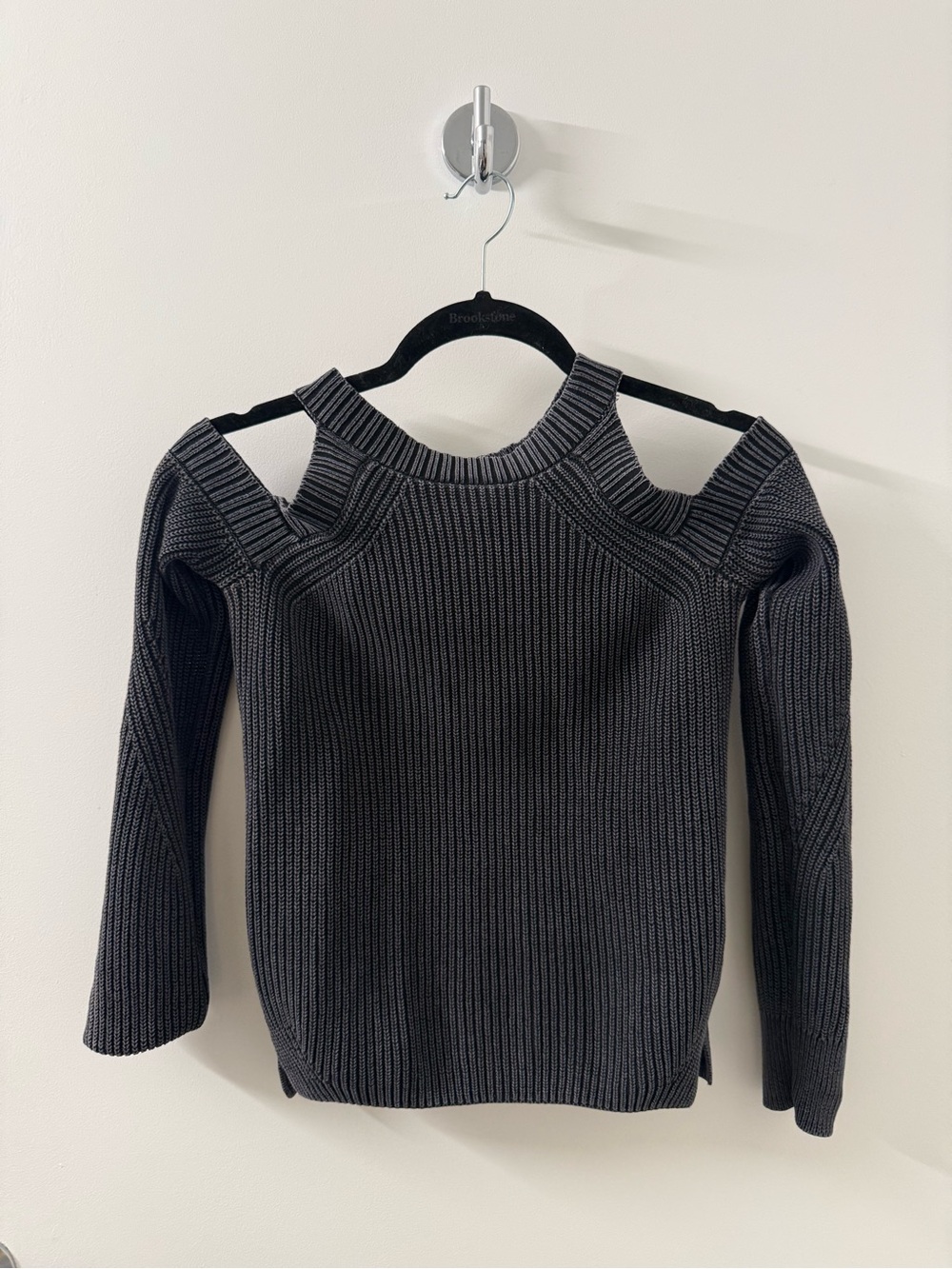 rag & bone Charcoal Ribbed Off-Shoulder Sweater